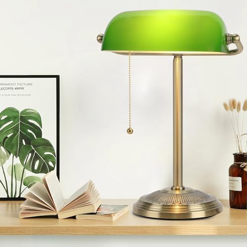 Bankers Lamp with Green Glass Shade