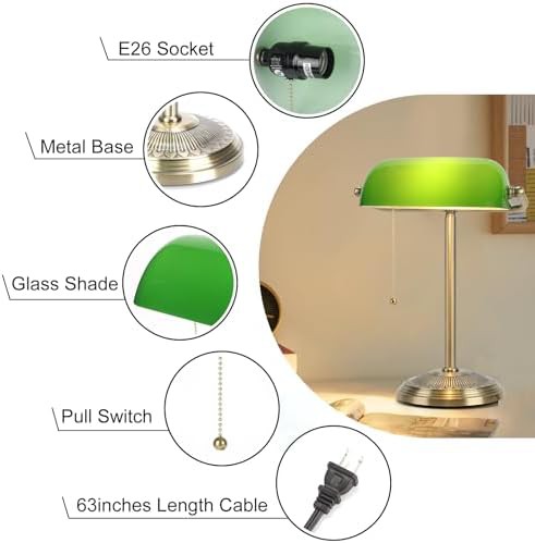 Bankers Lamp with Green Glass Shade — photo 4