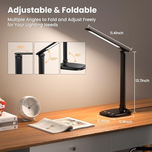 Foldable desk lamp with timer and charger — photo 3