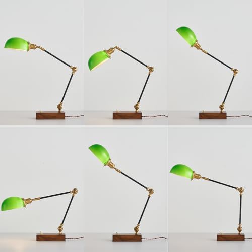 Green Glass Wood Swing Arm Lamp — photo 5
