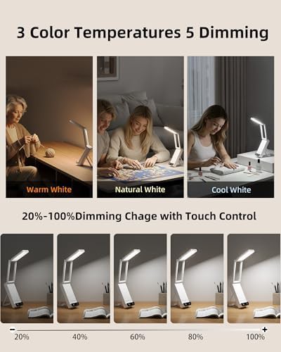 Rechargeable Foldable White Cordless Desk Lamp — photo 4