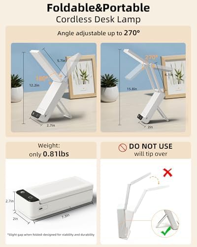 Rechargeable Foldable White Cordless Desk Lamp — photo 5