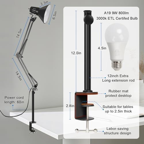 Adjustable Swing Arm Clamp On Lamp — photo 3