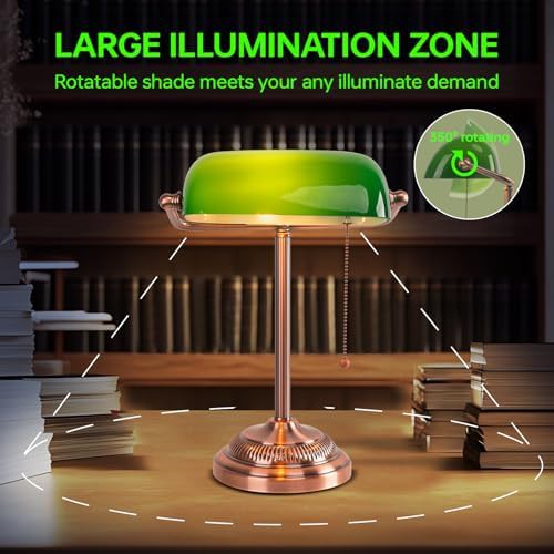Traditional Green Glass Piano and Desk Lamp — photo 3