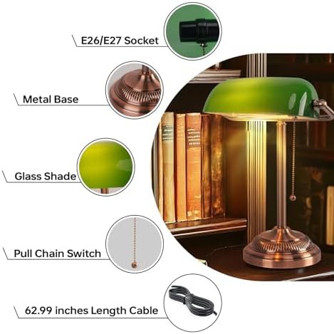 Traditional Green Glass Piano and Desk Lamp — photo 5