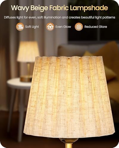 Gold and beige touch dimmable bedside lamp — photo 5