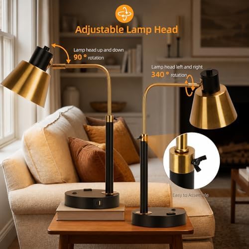 Metal Swivel Head Lamp with USB-C Ports — photo 4
