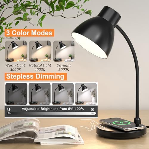 Modern Black Desk Lamp with Wireless Charger — photo 3