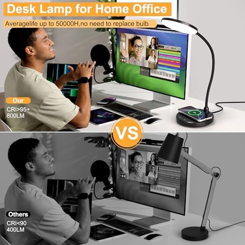 Black Wireless Charging Desk Lamp 800LM — photo 5