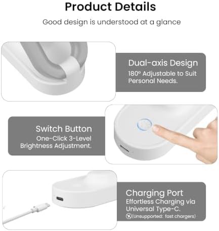 White Foldable Rechargeable LED Desk Lamp — photo 5