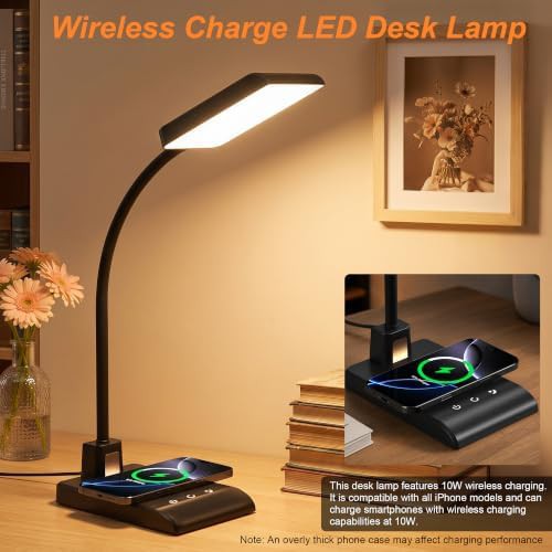 Desk lamp with integrated wireless charger — photo 3