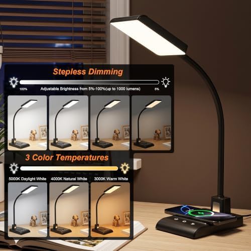 Desk lamp with integrated wireless charger — photo 4