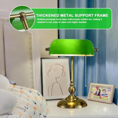 Classic Banker's Lamp with Green Glass Shade — photo 4