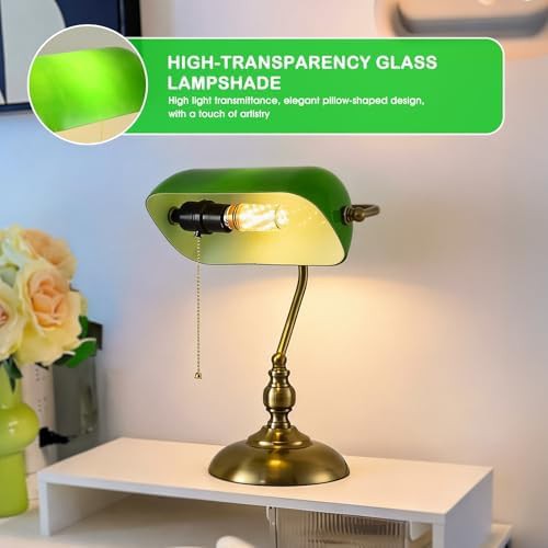 Classic Banker's Lamp with Green Glass Shade — photo 5