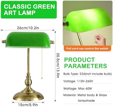 Retro Green Banker's Lamp with Pull Chain — photo 5