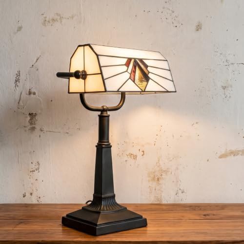 Tiffany Style Bankers Stained Glass Lamp